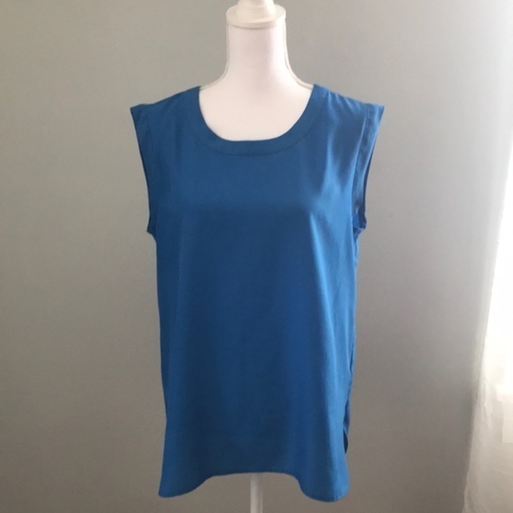 J Crew silky sleeveless blue top